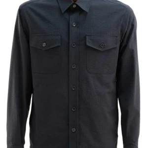 Camicia in seersucker di colore blu