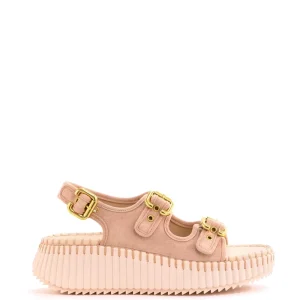 Sandali Nama in suede color rosa cipria