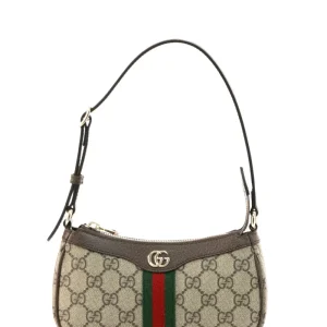 Mini borsa Ophidia in tessuto GG beige e marrone scuro