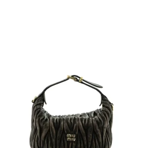 Pouch in nappa matelassé vintage color marrone