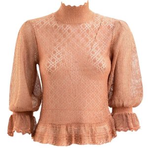 Pullover in maglia di lurex color rosa
