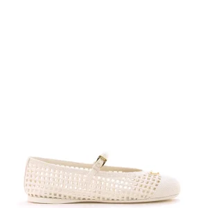 Ballerine in maglia crochet di colore avorio