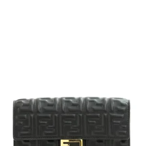 Portafoglio Continental in nappa con motivo FF a rilievo