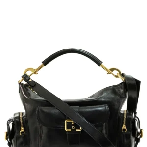 Camera Bag in pelle lucida color nero