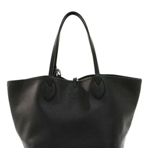 Borsa shopping reversibile in pelle martellata color nero