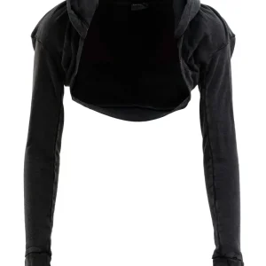 Felpa crop in jersey di cotone di colore nero