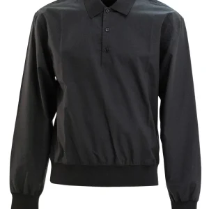 Polo in cotone a righe di colore nero