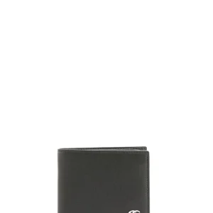 Portafoglio billfold in pelle color nero con dettaglio Doppia G
