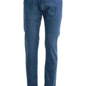 Jeans in denim di colore blu