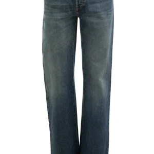 Pantalone in Denim di Cotone con Horsebit