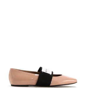 Ballerine Sliced Square in pelle verniciata di colore rosa cipria