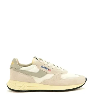 Sneakers Reelwind low-top in nylon bianco e suede beige