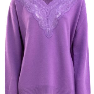 Pullover in lana e cashmere di colore viola