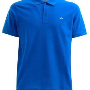 Polo in piqué di cotone di colore azzurro