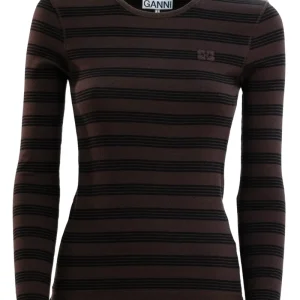 Maglia in cotone a righe di colore marrone e nero